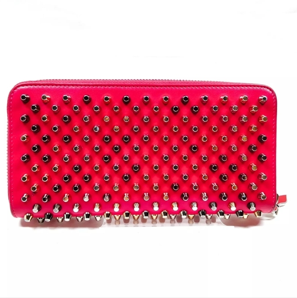 Christian Louboutin Studded Long Wallet Pink Leather - Picture 2 of 9
